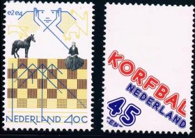 hl202外国邮票荷兰邮票1978年体育国际象棋高尔夫 新 2全
