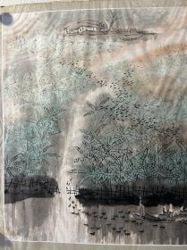 顺德名家刘卓茹《山水》68X54CM，保真便宜出