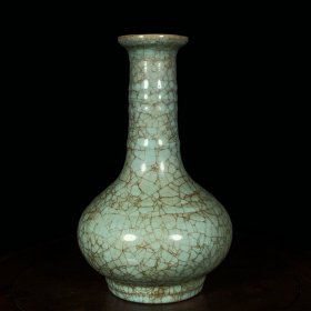 汝窑冰裂纹弦纹瓶，高21.5直径13cm