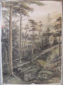 李平 作品，《山林秋色》曾于2011年北京红太阳拍卖成交成绩非常不错，其画作融合中国山水与西方光影，视觉独到，独树一帜。