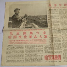 哈尔滨晚报1966年11月4日，毛主席第六次检阅革命大军 林彪同志的讲话