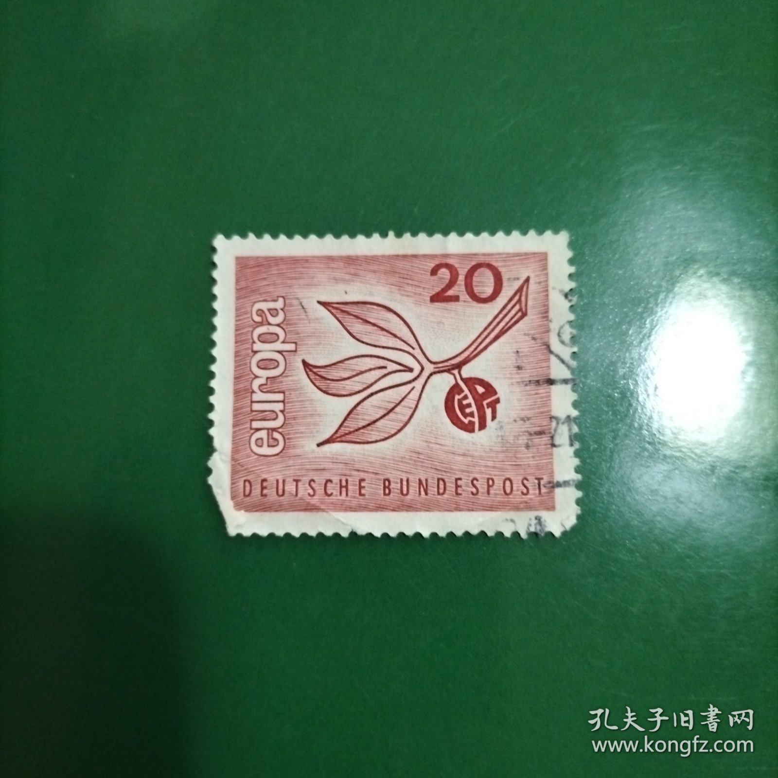 德国信销邮票 西德1965年 欧罗巴 树枝 果实 雕刻版 面值20 （库存 1）