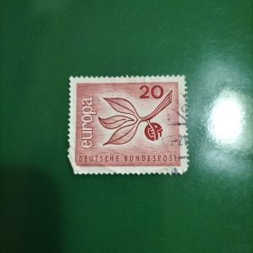 德国信销邮票 西德1965年 欧罗巴 树枝 果实 雕刻版 面值20 （库存 1）