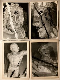 文化大时期浙江美术学院对古希腊石膏像的批判摄影影像创作作品四张，尺寸大，约15✖️22厘米左右，每张稍有出入，裱在白卡纸上