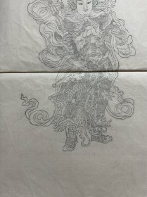 清光绪年间，金陵刻经处刻版画《韦陀菩萨像》，1幅，所塑造形象淳厚威武，刻工细腻精致。为清代原版初刷