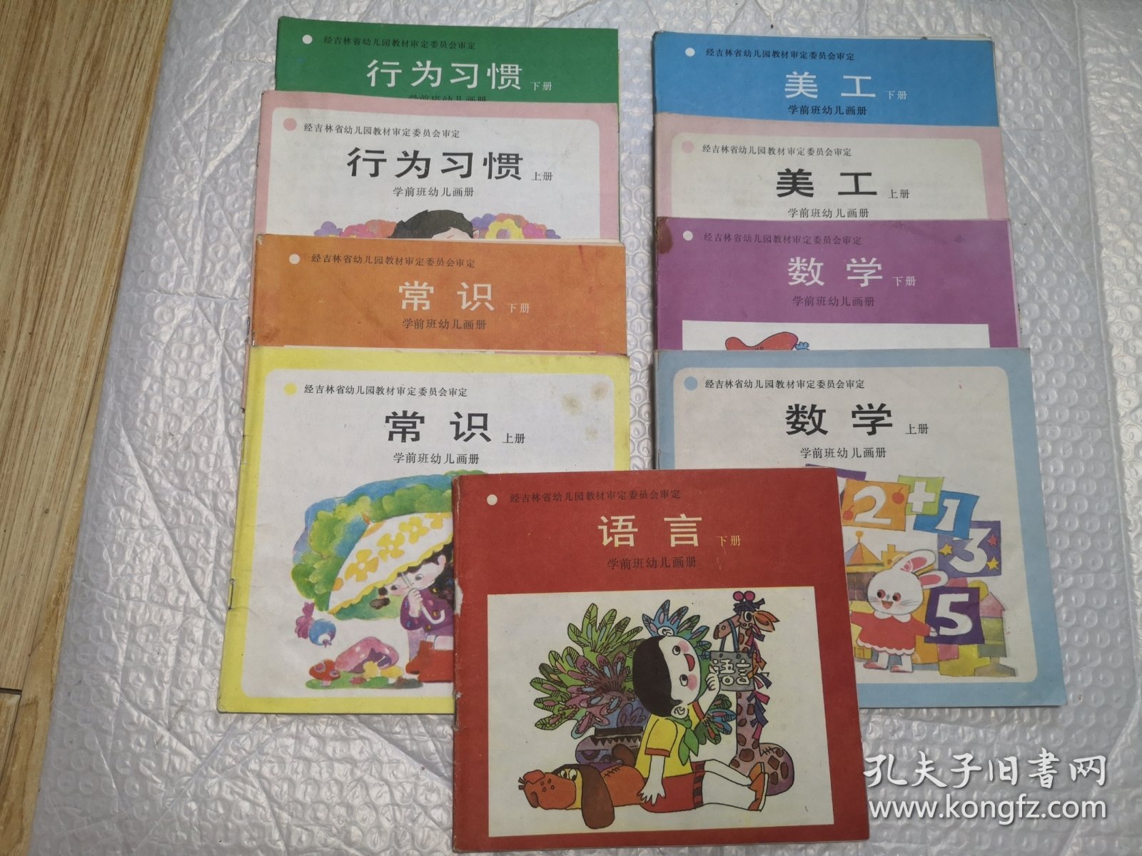 学前班幼儿画册：数学 上下，美工 上下，行为习惯 上下，常识 上下，语言 下册（9本合售）