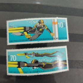 DDR402德国邮票东德1985年世界长距离潜水锦标赛 新 2全 有压痕