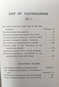 1905年Charles Dickens：Nicholas Nickleby _ 狄更斯《尼古拉斯•尼克尔贝》 2卷全，品佳，绿色布面精装，内有大量彩色插图和版画插图