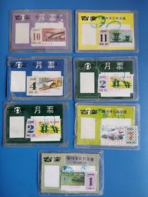 2005年宁夏银川职工通用公交月票（2）2006年（3）2007年（1）2009年（1），共7张。保存完整，少见
