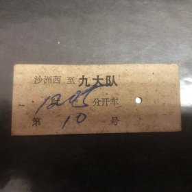 早期江苏省公路汽车客票1张（沙洲西至九大队）（硬纸）票价0.25元（汽车票根）(沙洲县已撤销今张家港市)