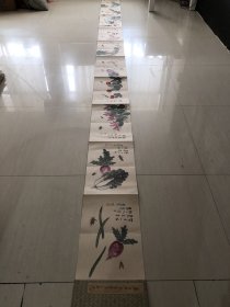 【齐白石】虫草 纯手绘册页，单页尺寸25x34厘米左右，每册共10页不同图案，