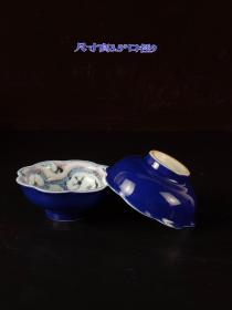大明建文年制单色釉碗一对，全品，保存完整，成色如图
