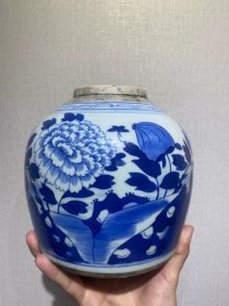 清代青花罐 品相（口沿两小线）高15.5厘米