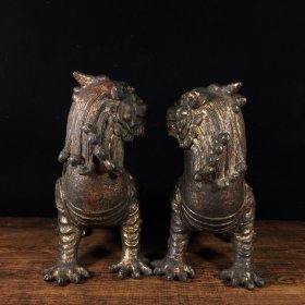 纯铜谛听一对谛听独角兽摆件家居饰品 收藏佳品
