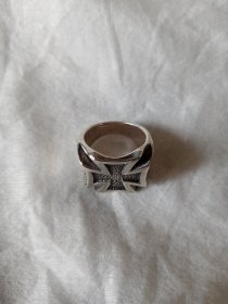 正品RockRide十字勋章戒指925银