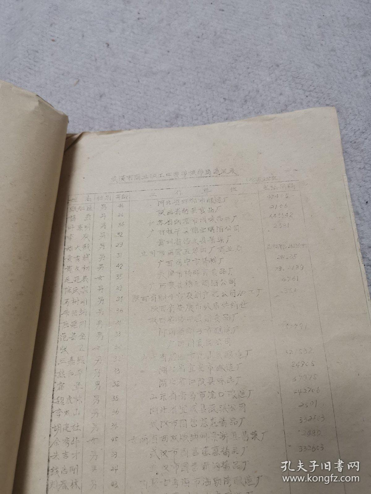 武汉调味品技术培训中心，武汉市副食品调料公司职工学校（1988年12月）油印本
