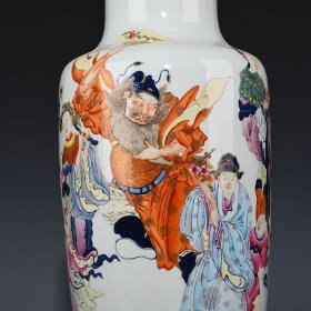 清康熙青花五彩十二花神人物瓶 44*21厘米