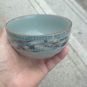 陶瓷碗----《锦锈山河》复古釉下彩，精品一绝收藏佳品。直经115毫米，高60毫米。