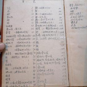 五六十年代  有关化学工业的笔记本
首页有目录，字迹精美，写满。
