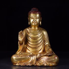 回流：大明永乐铜鎏金藏传佛像。 规格：高36.8厘米、宽28厘米、厚22.5厘米，重12100克。