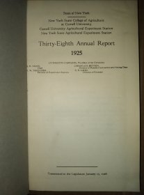 封二贴美国哥伦比亚大学同期藏书票，分别为1926年～1929年印行4册合订【康奈尔大学农业试验站第1925年～1928年年度报告】大32开布面硬精装厚2.8厘米品好包邮挂刷