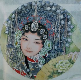 精心绘制工笔戏曲人物作品 尺寸42*42cm