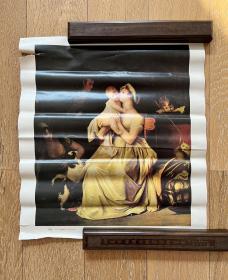 挂画：母爱（法国画家玛格丽特·热拉尔作品）·80年代日历印刷挂画