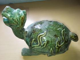 彩瓷乌龟（约15×17.5厘米），彩瓷灵龟，彩瓷赑屃（龙生九子之首）龙首龟身蛇尾豹足，（图片实拍，以图片为准）