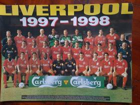 九十年代英超利物浦全家福压膜大海报，老物件看好再拍售出不退不换。