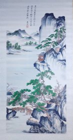 唐寅春游女几山图织锦画，原品藏于上海博物馆。杭州都锦生丝织厂建国后作品，138x42cm立轴。画中有诗题曰：“女几山头春雪消，路旁仙杏发柔条。心期此日同游赏，载酒携琴过野桥。”这首诗点明了画家邀友同游春山的主题，意境深远，景致优美。