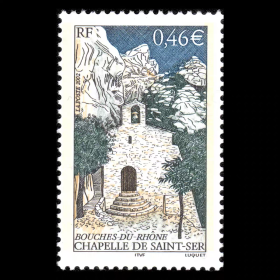 FR3法国2002年 上加龙省圣塞尔小教堂风光 雕刻版外国邮票 新 1全