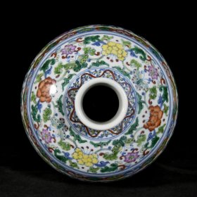 清雍正斗彩花卉纹梅瓶一对；33x16厘米