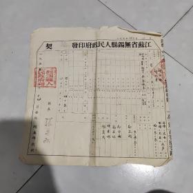 1955年 江苏省无锡县人民政府印发地契