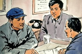 六十年代手绘稿煤矿工人