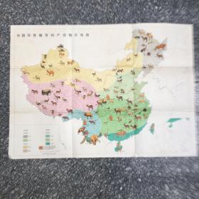 中国珍贵稀有特产动物分布图(彩色图)*73X53cm【架A--5-1】