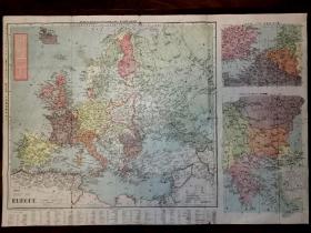 欧罗巴州地图 1943年 民国出版欧洲形势地图     含《欧罗巴州和地中海全图》，《英法比荷两岸》，《巴尔干半岛》。