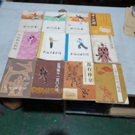 武术系列丛书共12本合售（初级棍术  剑术 枪术，甲组棍术图解，乙组刀术   剑术图解，实用点穴疗法，十二段锦，气功强身法，实用格斗一百O八招，踢打摔拿，自发《五禽戏》动功，不单出。