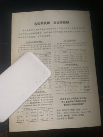 八十年代茶叶资料，，浙江衢州市名优茶机械广告一张。