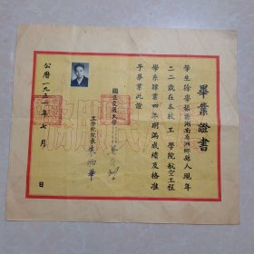 老毕业证书：徐学榘（1951年毕业于上海交通大学航空工程学系，老一辈科学家，湖南湘乡人），有校务委员会主任委员吴有训，工学院院长朱物华的签章。航空系毕业证书少见，是不可多得的名校证书收藏佳品