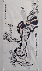 保真书画，赵红(著名画家赵梅生女儿)四尺整纸国画一幅，中国农业大学美术系副教授，清华大学访问学者！133×67.5cm软片
