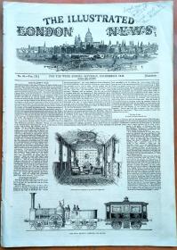 1843年12月2日《英国新闻周刊》。共八页。该周刊早期版本含印刷工厂流程图。非常稀有！