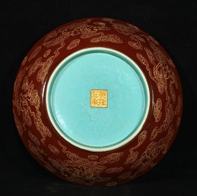 清乾隆年制珐琅彩描金赏盘,高4.8×21.8厘米