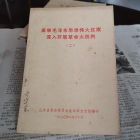 高举毛泽东思想伟大红旗深入开展革命大批判  二.