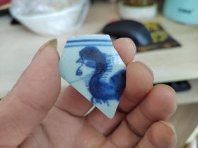 清代凤凰纹青花瓷片标本