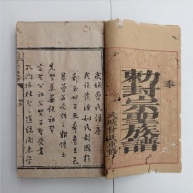 武城曾氏重修族谱（前二册，含谱首）有木刻图和大红印