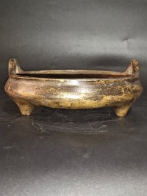 古董 古玩收藏 铜器 铜香炉 传世铜炉 回流铜香炉 纯铜香炉 长15厘米，宽15厘米，高6厘米，重量2斤
