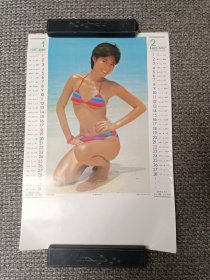 1987年挂历 泳装西方美女（全套6张，现存5张，缺最后一张）