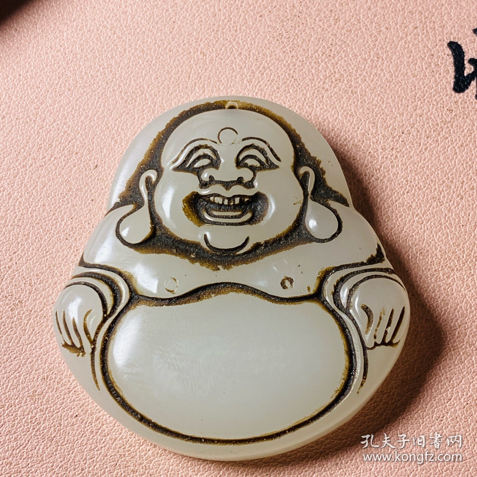 仿古古玉弥勒佛图案雕刻精美绝伦包浆厚重