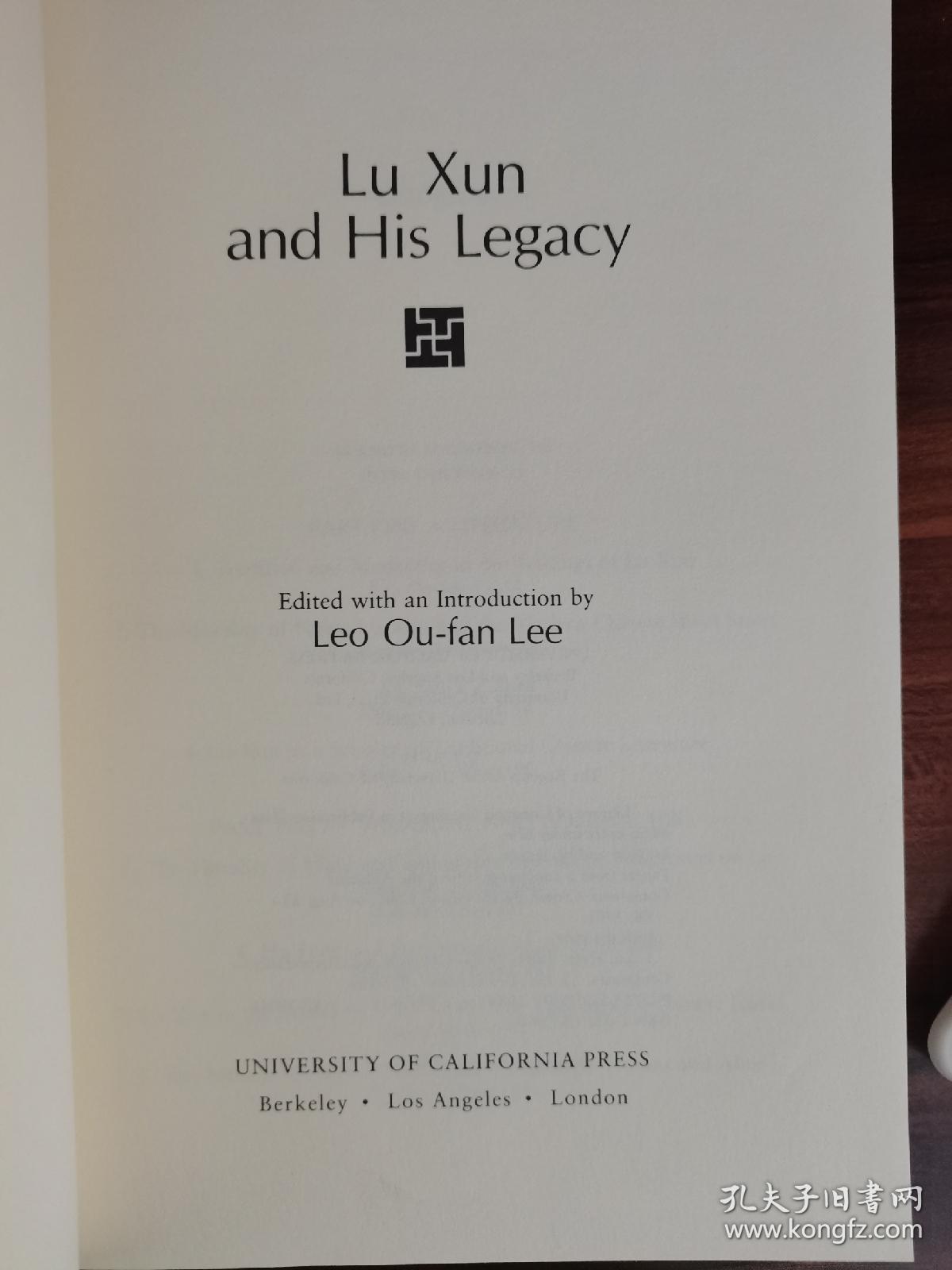 1985年一版《Lu Xun and His Legacy》