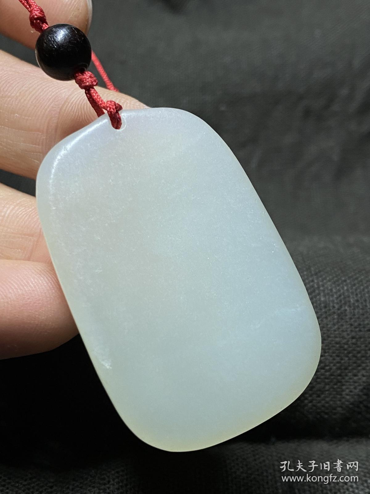 和田玉，羊脂白玉级 有年份观音玉牌